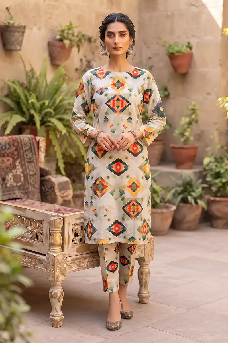 Sana Safinaz Printed Lawn Unstitched 2-Piece Suit (Soft Beige)