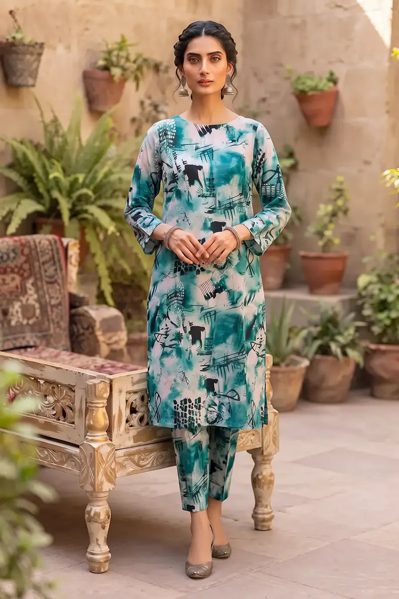 Sana Safinaz Printed Lawn Unstitched 2-Piece Suit (Sea Green)