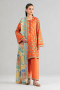 Nishat (Vol.4) - 3pc Unstitched Digital Embroidered Printed Lawn (Orange)