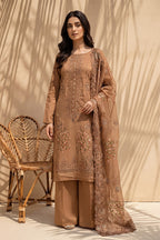Millat - 3PC Unstitched Embroidered Lawn Suit (Warm Tan)
