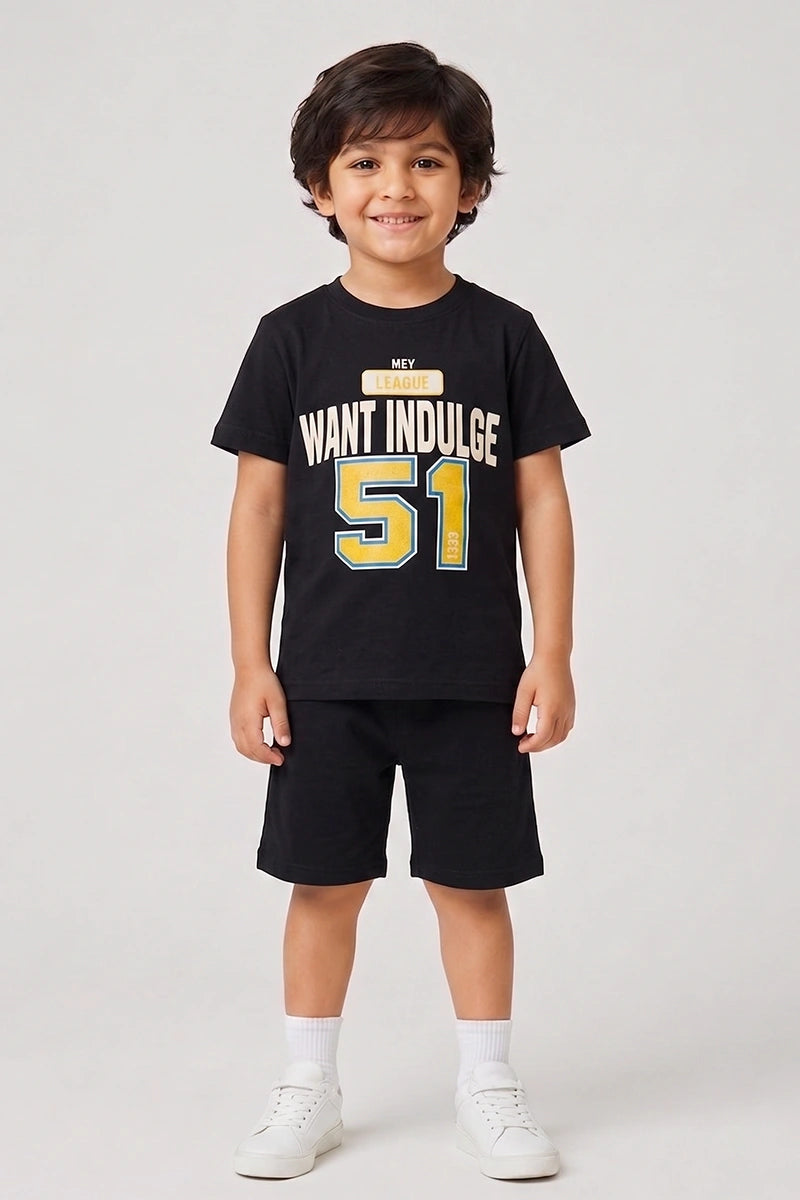 Boys T-Shirt & Shorts Set (Jet Black)