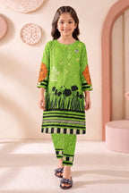 Ting Tone by Almeerah - Girls Unstitched 2-Piece Suit (8 to 12 Years) (Parrot Green)