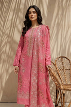Millat - 3PC Unstitched Embroidered Lawn Suit (Pink)