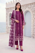 Zesh - 3PC Unstitched Embroidered Lawn Suit (Mulberry)