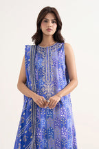 Sapphire By KBC - 3PC Unstitched Digital Printed Lawn Suit (Indigo Blue & Periwinkle)