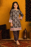 Ting Tone by Almeerah - Girls Unstitched 2-Piece Suit (8 to 12 Years) (Dark Chocolate Brown & Warm Taupe)