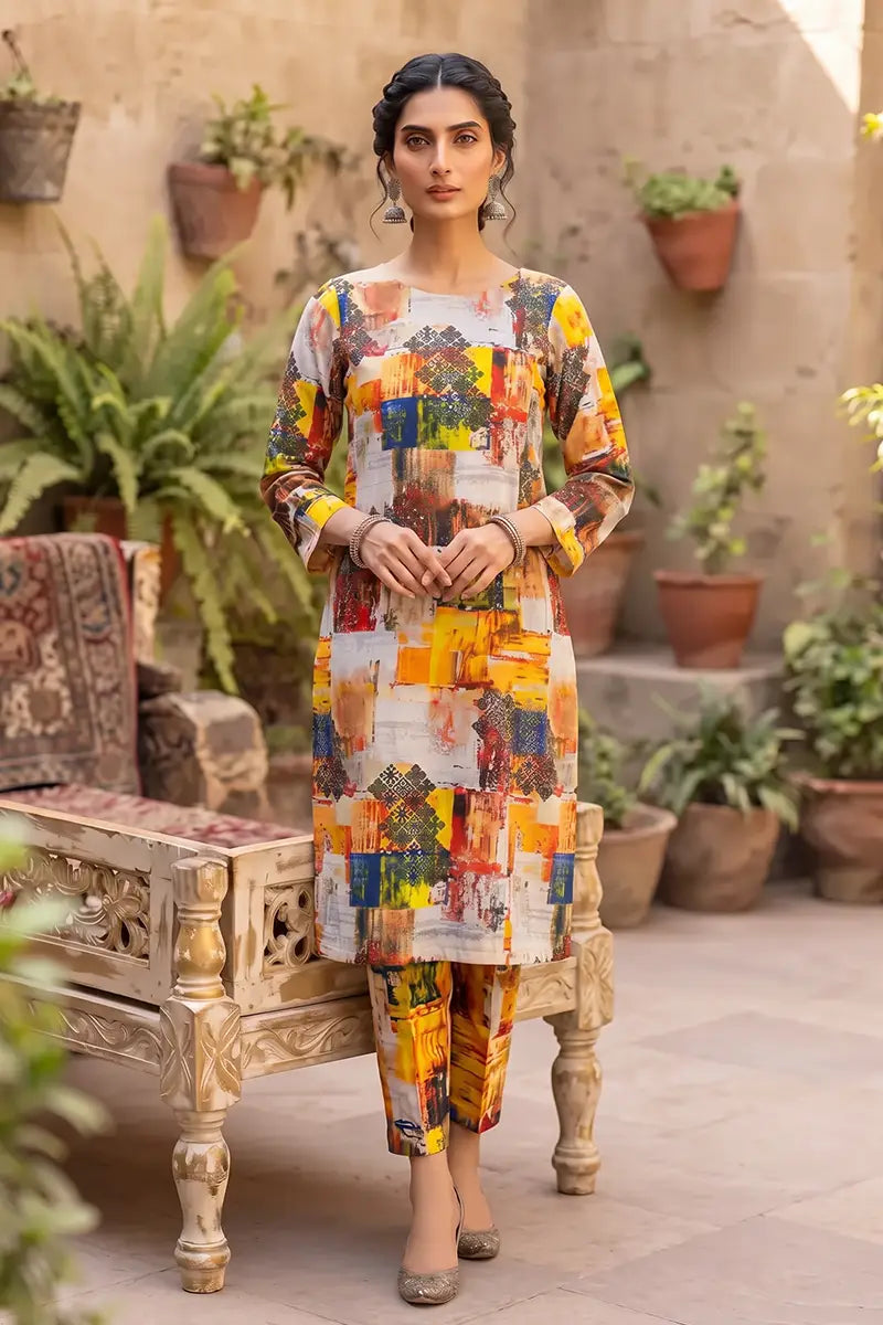 Sana Safinaz Printed Lawn Unstitched 2-Piece Suit (Mustard)