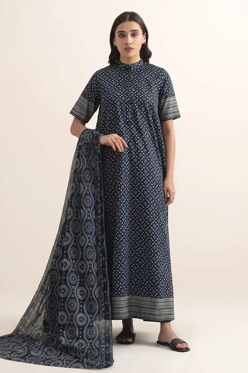 Sapphire Vol.6 - 3PC Unstitched Printed Lawn Suit (Midnight Blue)