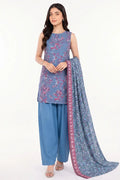 Sapphire Lawn Vol-09 - 3PC Unstitched Printed Lawn Suit(Dusty Blue)