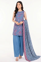 Sapphire Lawn Vol-09 - 3PC Unstitched Printed Lawn Suit(Dusty Blue)