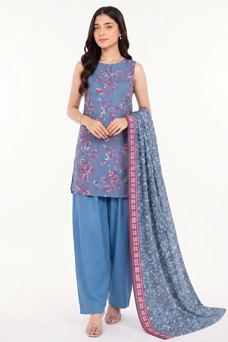 Sapphire Lawn Vol-09 - 3PC Unstitched Printed Lawn Suit(Dusty Blue)
