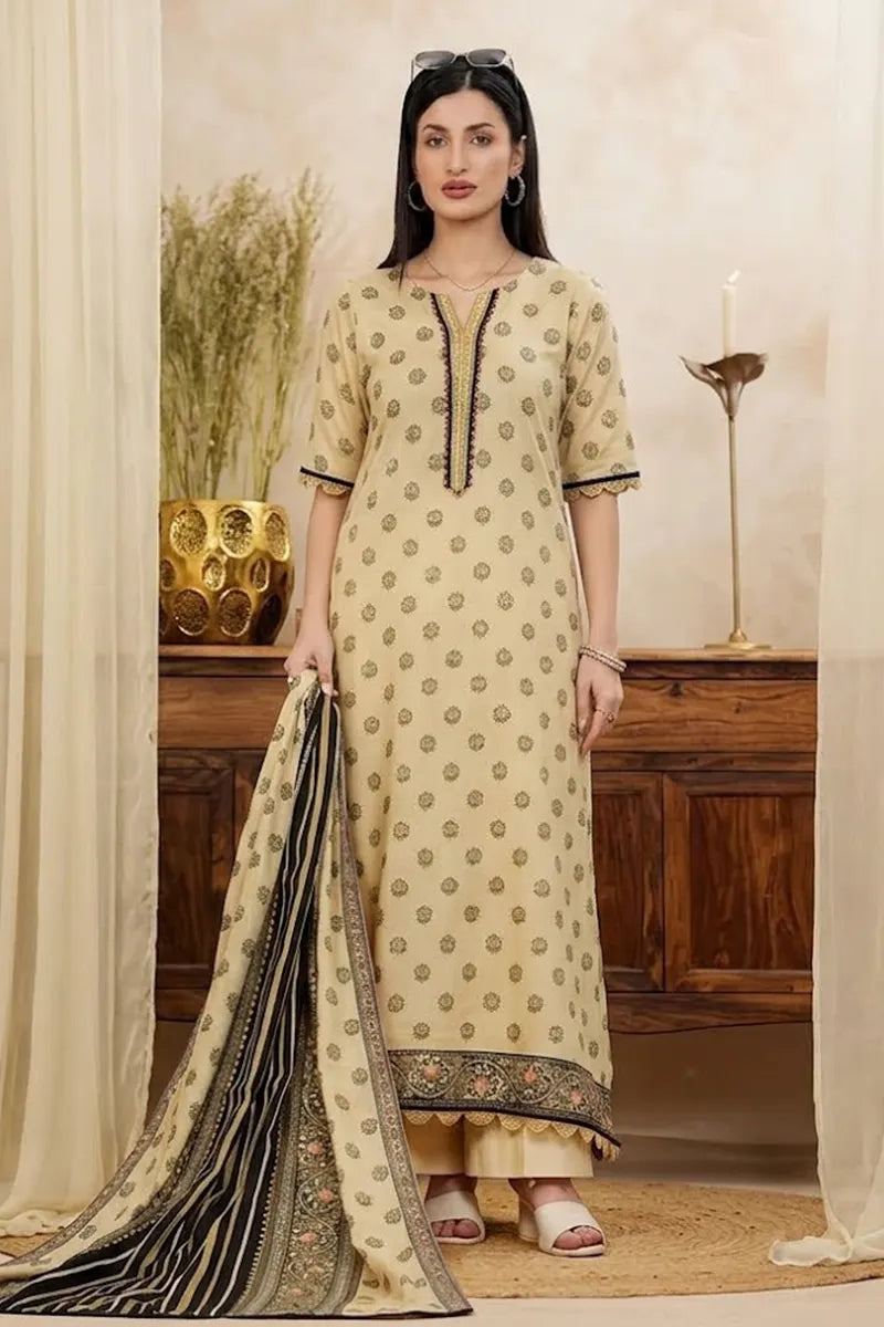 Mor Bagh 3-Piece Unstitched Printed Lawn Suit (Light Sand)
