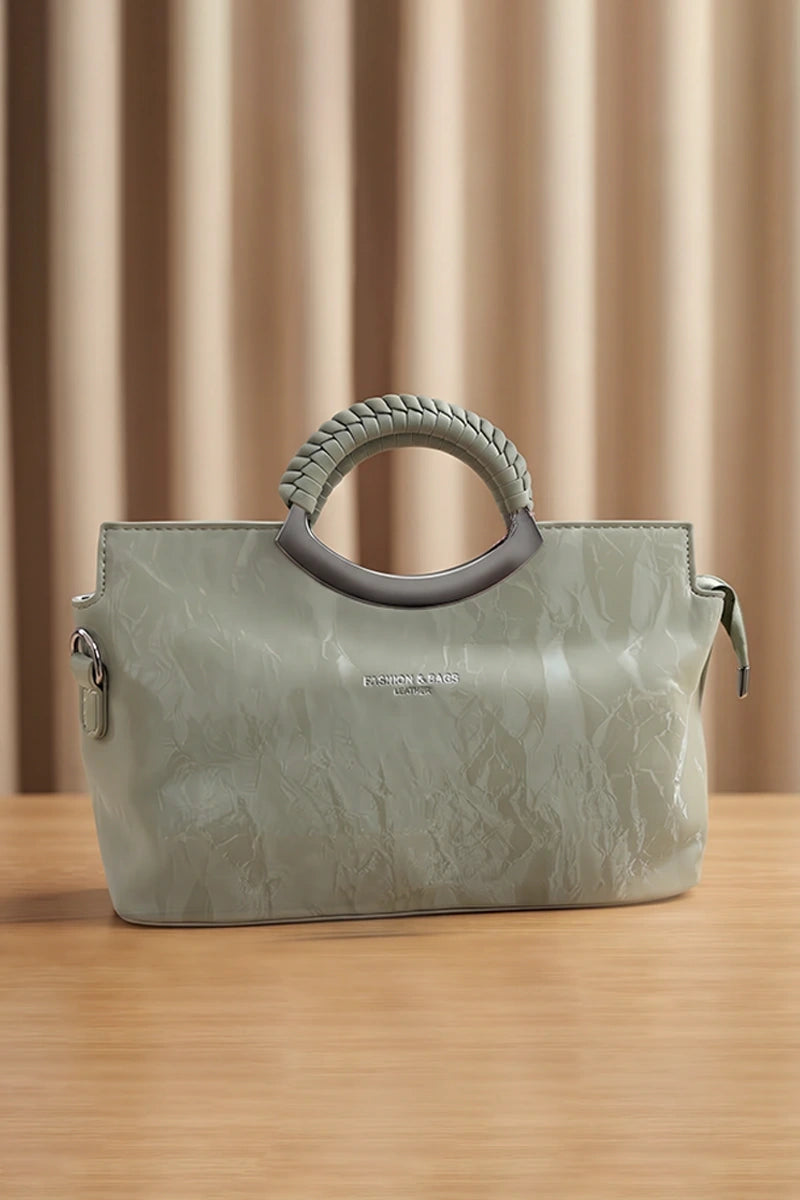 Top Handle Faux Leather Satchel Bag For Women (Pistachio Green)