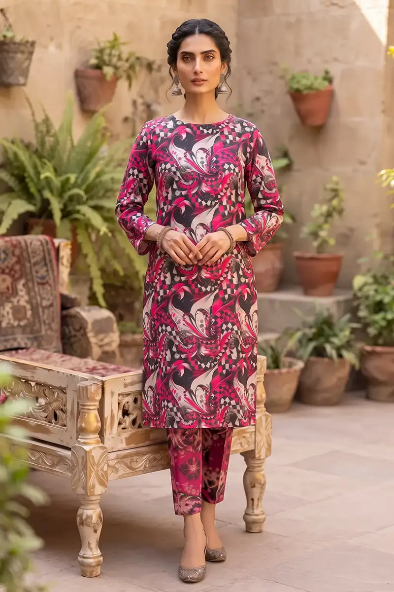 Sana Safinaz Printed Lawn Unstitched 2-Piece Suit (Deep Pink)