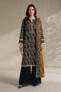 Khaadi – 3 Piece Unstiched Premium Printed Lawn Suit (Jet Black & Gold)