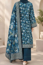 Mehar Unstitched 3-Piece Lawn Collection (Deep Teal)