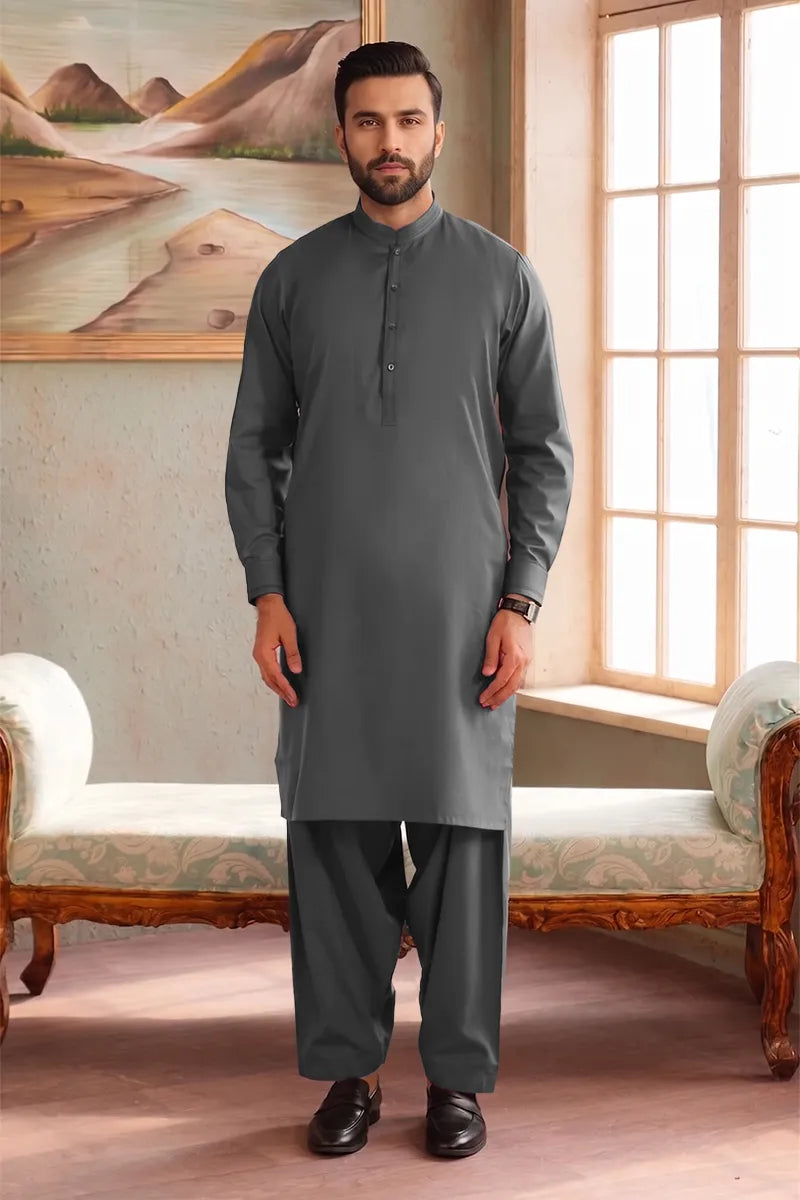 Men’s Wash & Wear Unstitched Fabric By KBC Fashion (Charcoal)