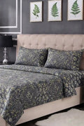 Luxury Double Bed Sheet Set with Pillow Covers by KBC Fashion (Dark Slate)