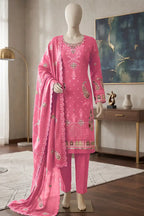 Marvi by Breeza Fashion - 3PC Unstitched Embroidered Lawn Suit (Pink)