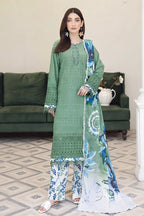 Emerald By Johra - 3 Piece Unstitched Embroidered Chikankari Lawn Suit (Muted Olive Green)