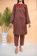Naqsh Premium Printed Lawn Stitched Suit Set (Deep Crimson)