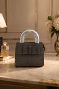 Elegance Structured Faux Leather Shoulder Bag (Espresso Grey)