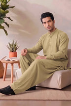 Saya Men’s Wash & Wear Unstitched Suit (Olive)