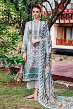 Urbane By Jade Vo.4 - 3pc Unstitched Classic Printed Lawn (Mint Grey & Muted Teal Green)