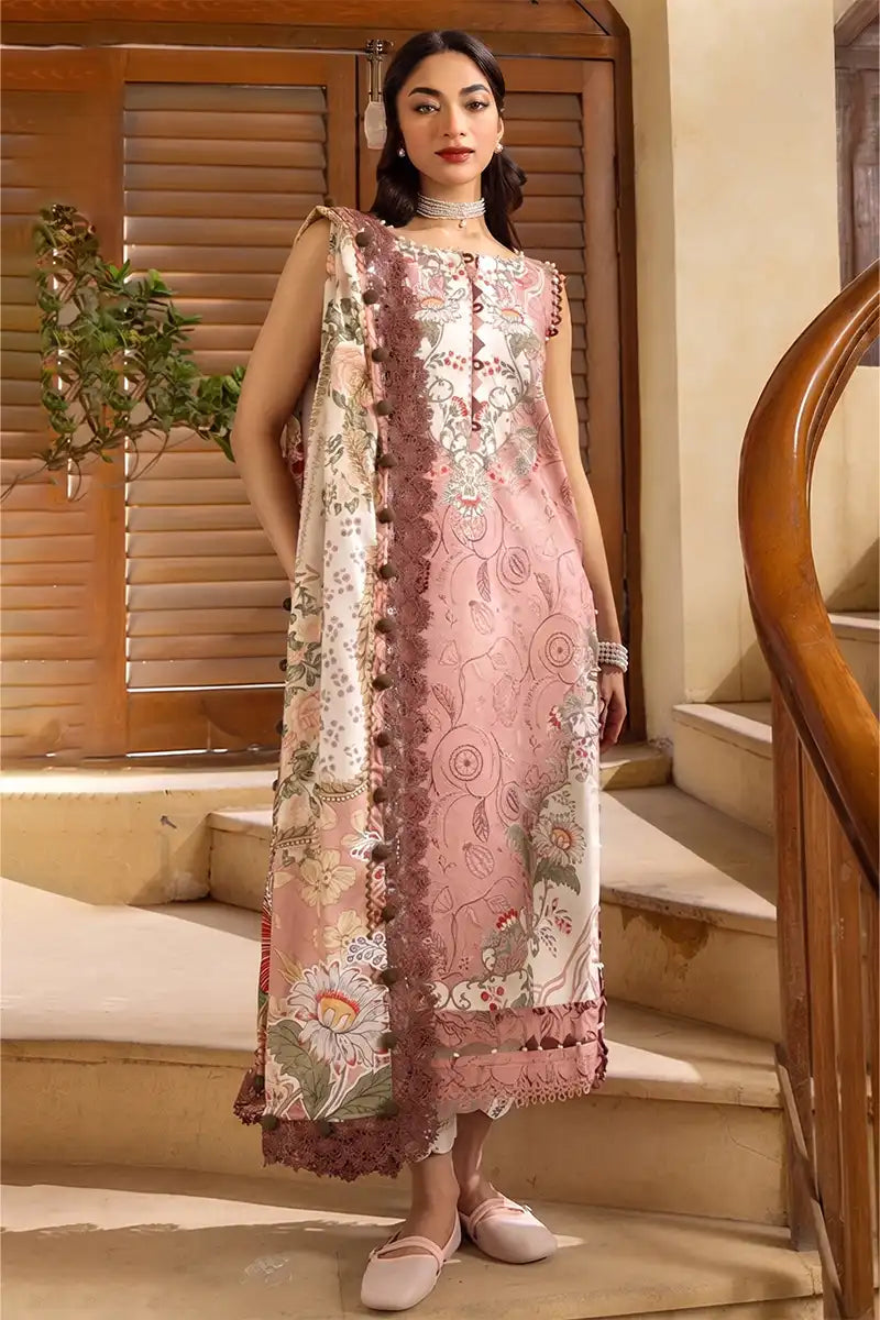 Jade Classic Cambric Collection Vol-05 - 3 Piece Unstitched Printed Suit (Dusty Rose Pink)