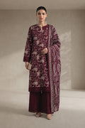 Khaadi – 3 Piece Unstiched Premium Printed Lawn Suit (Maroon)