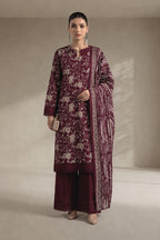 Khaadi – 3 Piece Unstiched Premium Printed Lawn Suit (Maroon)