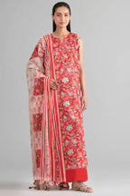 Sapphire Vol.7 - 3PC Unstitched Printed Lawn Suit (Coral Red Floral)