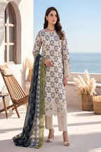 Zesh - 3PC Unstitched Embroidered Lawn Suit (Off-White)