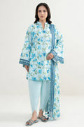 Nishat (Vol.4) - 3pc Unstitched Digital Embroidered Printed Lawn (Light Aqua & Cerulean Blue)