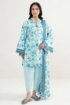 Nishat (Vol.4) - 3pc Unstitched Digital Embroidered Printed Lawn (Light Aqua & Cerulean Blue)