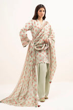 Sapphire Vol.7 - 3PC Unstitched Printed Lawn Suit (Pastel Green & Rose Pink Floral)