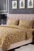 Luxury Double Bed Sheet Set with Pillow Covers by KBC Fashion (Mustard)