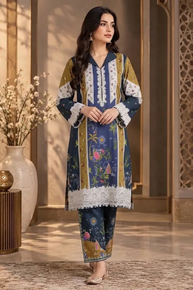 Roshaan by kbc fashion Stitched 2-Piece Suit (Indigo)