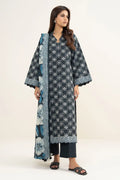Sapphire Vol.7 - 3PC Unstitched Printed Lawn Suit (Dark Slate & Ice Blue)
