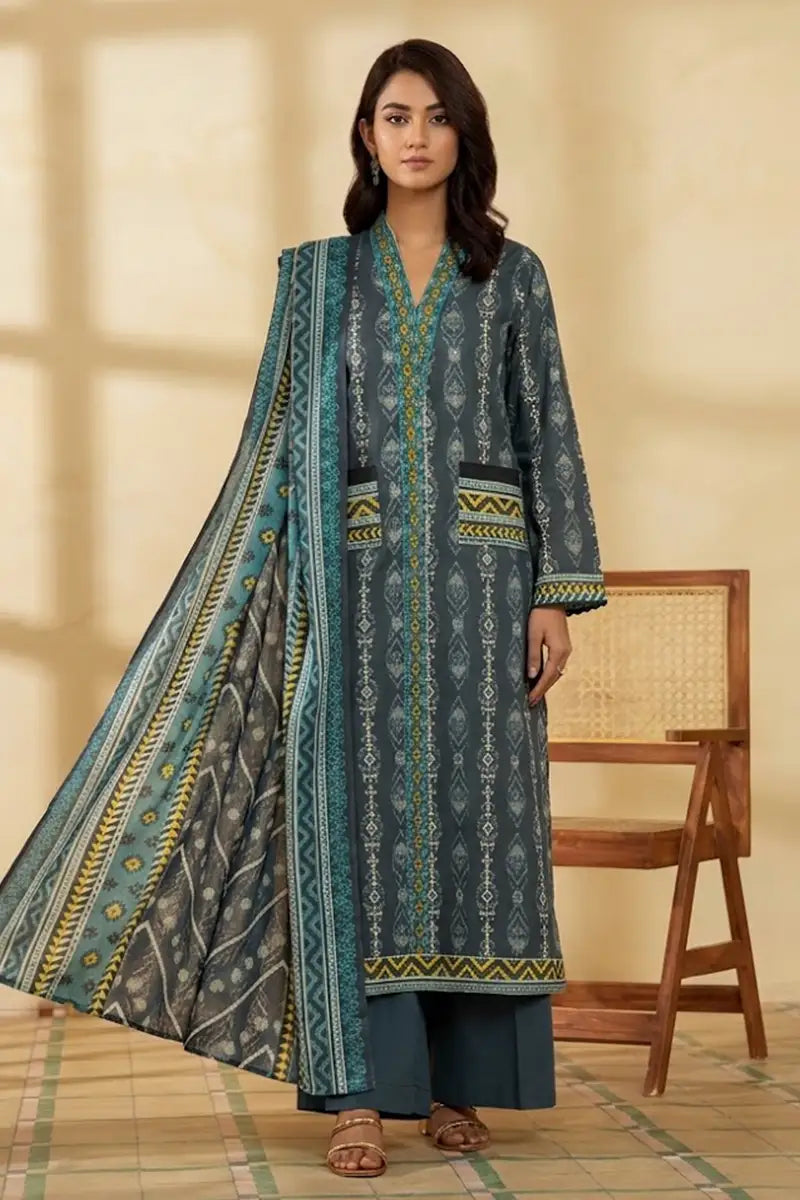 Mor Bagh 3-Piece Unstitched Printed Lawn Suit (Slate Grey)