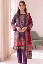 Roshaan by KBC Fashion Stitched 3-Piece Lawn Suit (Rich Royal Purple)