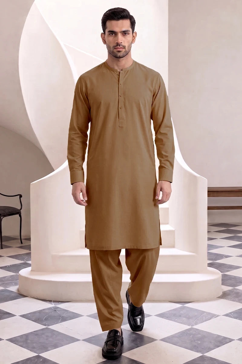 Men’s Unstitched Royal Wash & Wear Suit Fabric by KBC Fashion (Muted Gold)