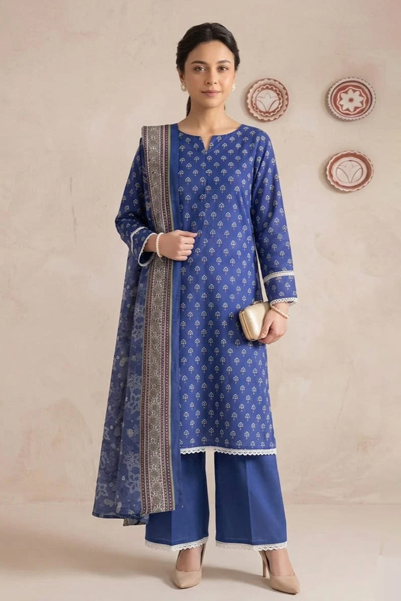 Nishat - Unstitched 3pc Printed Lawn (Royal Blue)