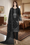 Arooj by Breeza Fashion - 3PC Unstitched Embroidered Lawn Suit (Black)