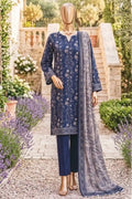 Safina Zeenat Printed Lawn 3-Piece Unstitched Suit (Deep Navy Blue)