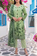 Aabruh Vol-1 3PC Unstitched Printed Lawn Suit (Leaf Green Floral)