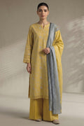 Khaadi – 3 Piece Unstitched Digital Printed Lawn Suit (Yellow & Gray)