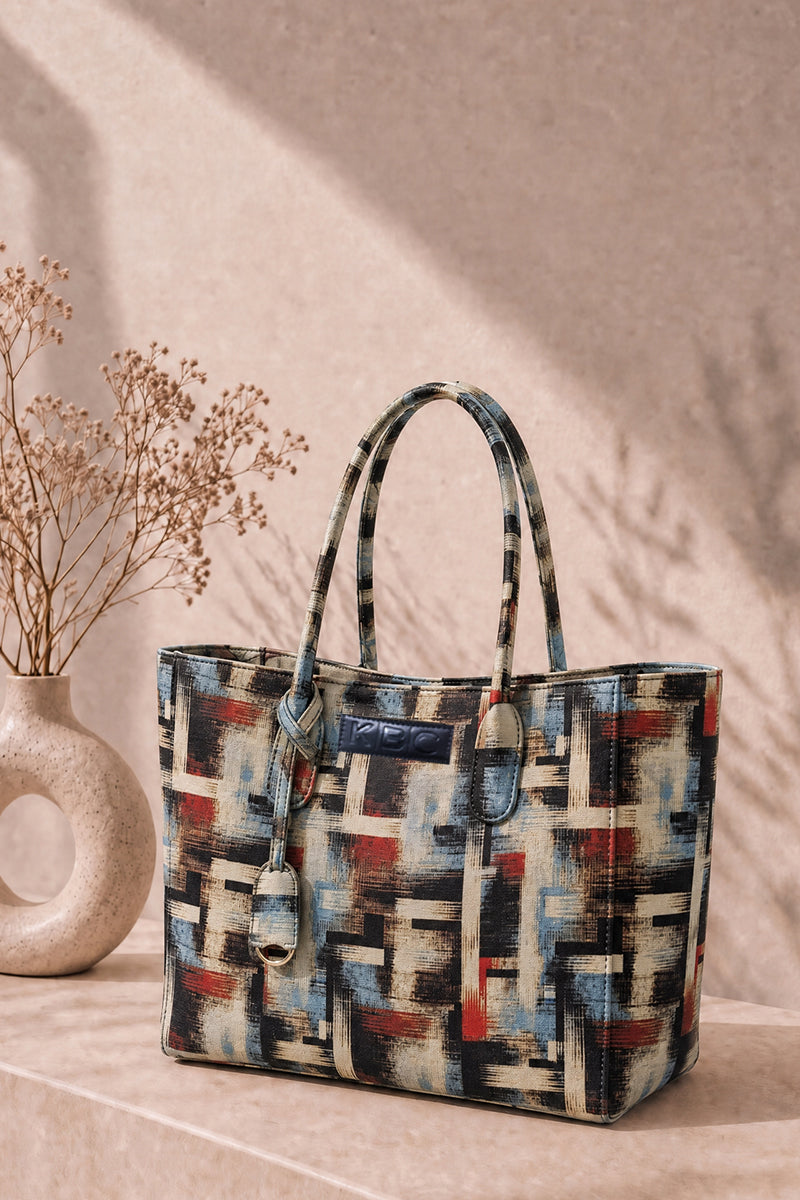 KBC - Canvas Handbags (Steel Blue, Black & Red)