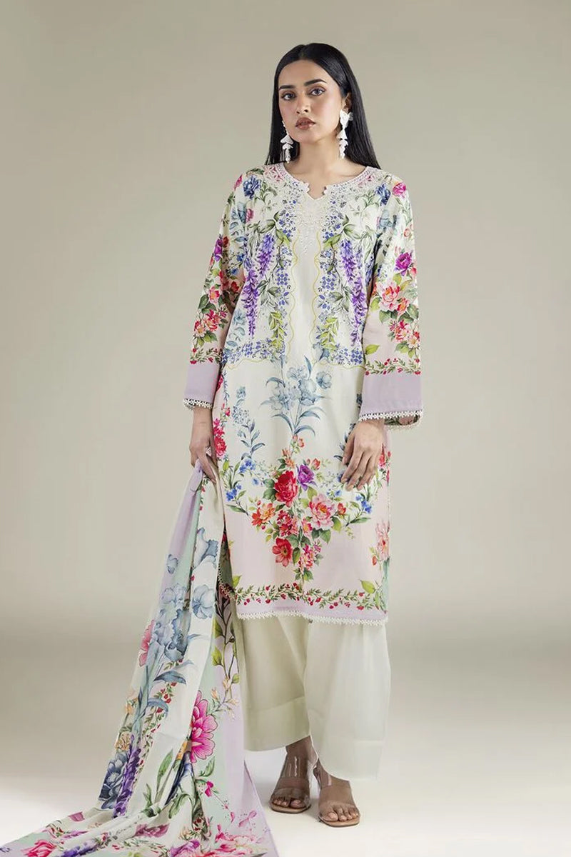 Khaadi – 3 Piece Unstitched Premium Embroidered Digital Printed Lawn Suit (Light Sage)