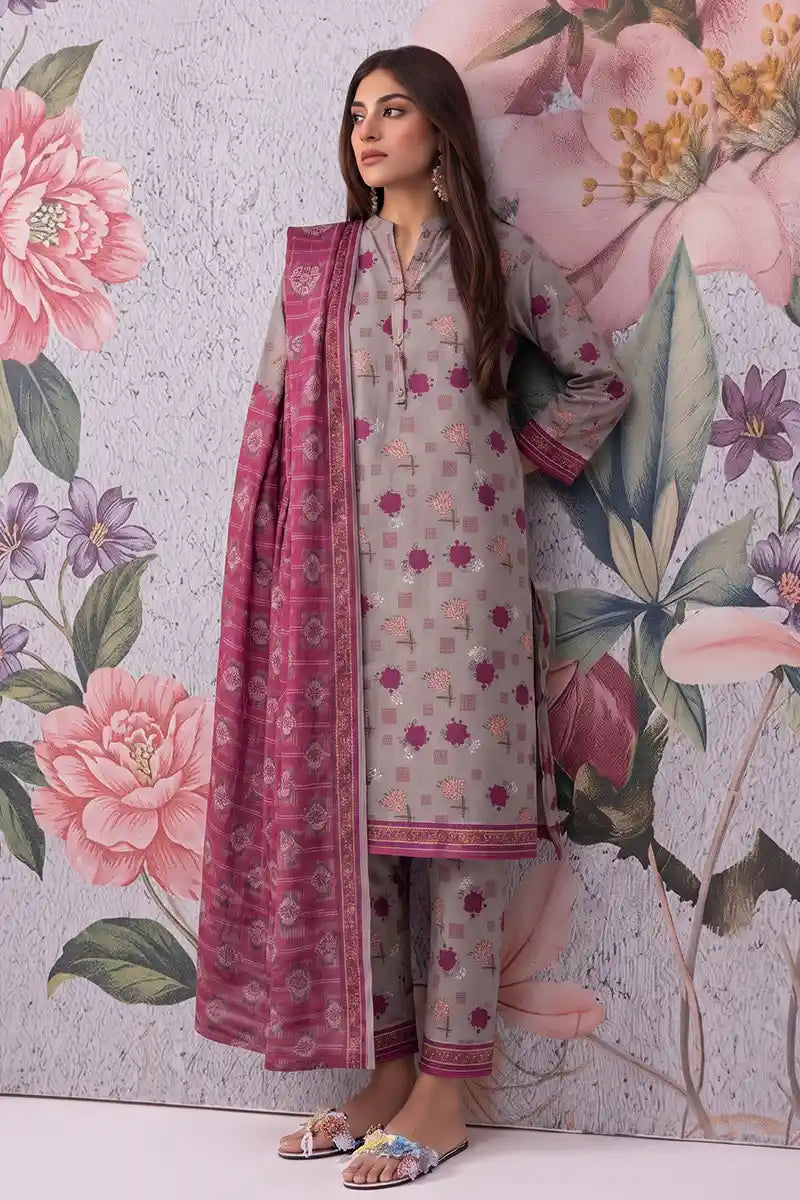 Khaadi 3-Piece Unstitched Printed Lawn Suit Set (Greige)